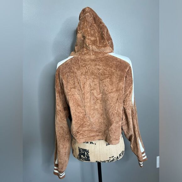 4/$25 Champion reverse weave velvet corduroy cropped hooded shirt  streetwear - Picture 3 of 12